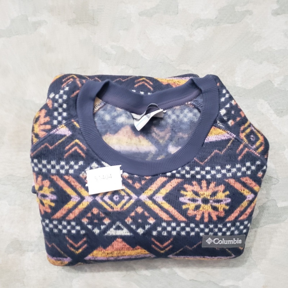 Columbia Sweater Womens Medium Blue Pullover Geo Print Gorpcore Outdoors Travel - Picture 9 of 9